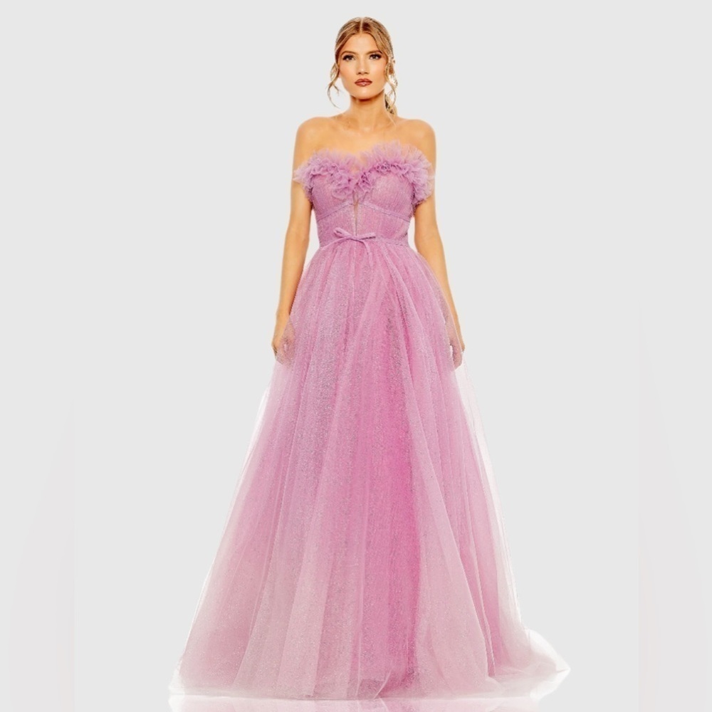 MAC DUGGAL 20555 NWT Strapless Glitter Tulle Gown